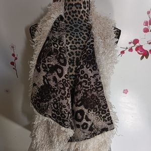 Animal print shearling vest